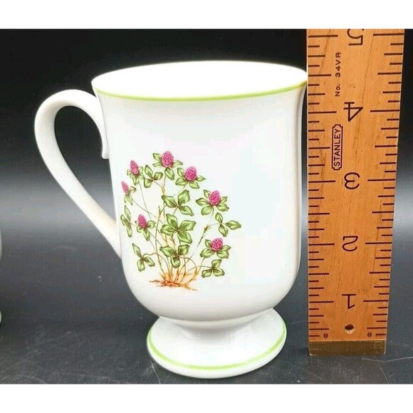 Royal Domino Pedestal Footed Mugs Clover Floral Spring Garden Japan Botanical - Picture 5 of 5